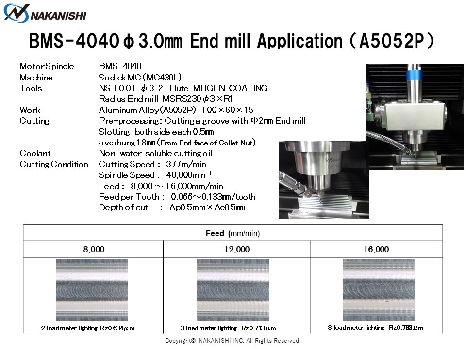 BMS-4040 φ3.0㎜ End mill Application（A5052P)