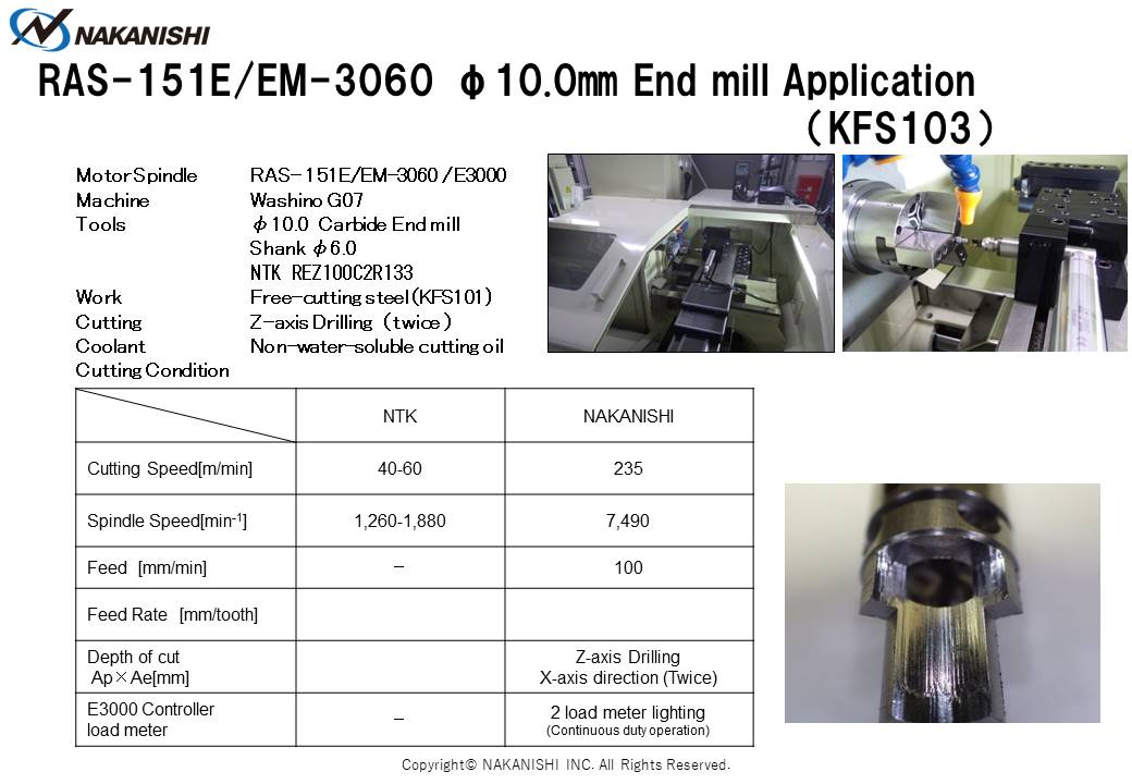 RAS-151E/EM-3060 φ10.0㎜ End mill Application（KFS103)