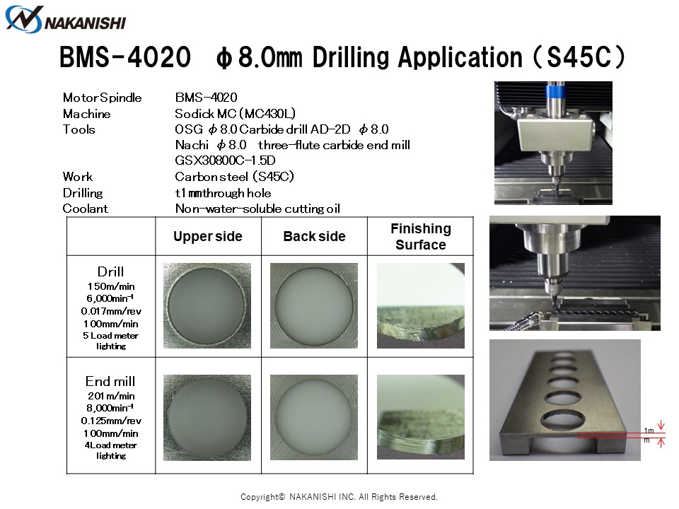 BMS-4020 φ8.0㎜ Drilling Application（S45C)