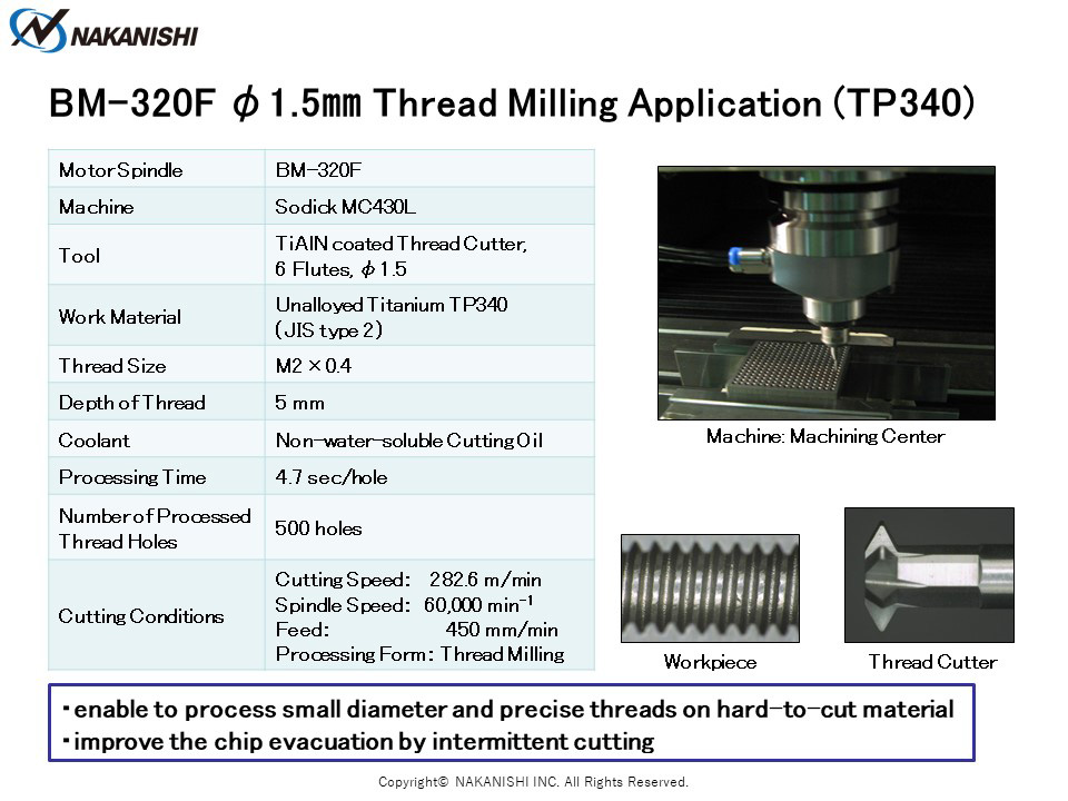 BM-320F φ1.5㎜ Thread Milling Application (TP340)