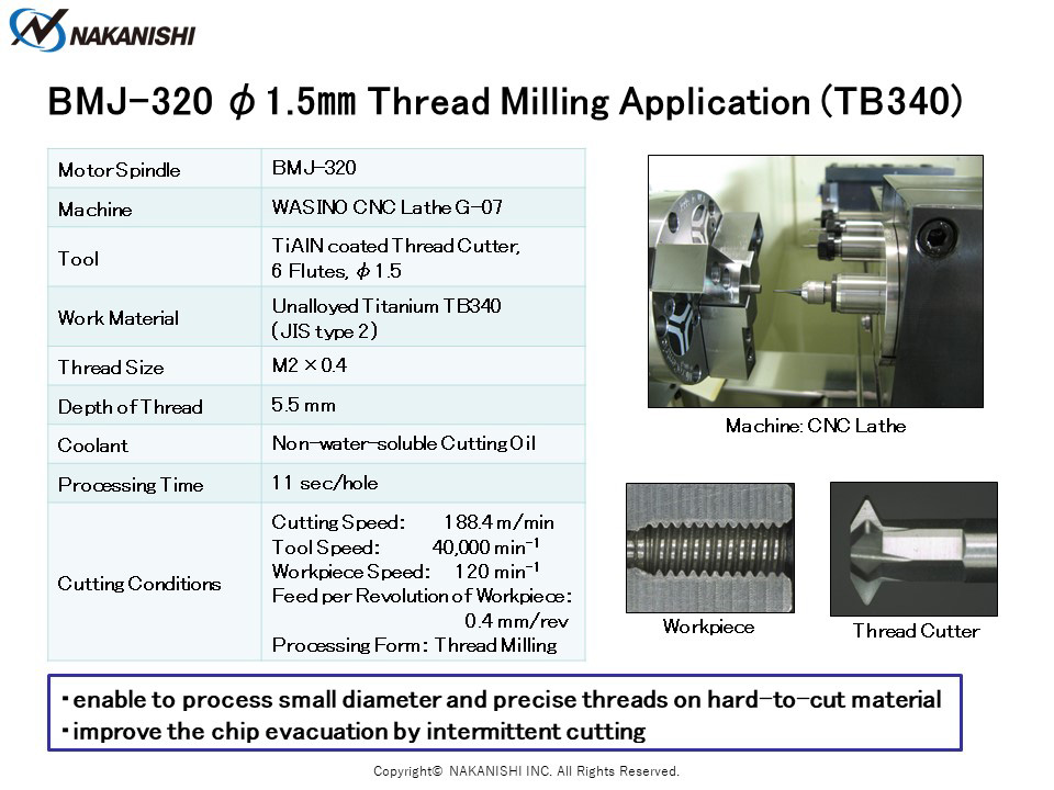 BMJ-320 φ1.5㎜ Thread Milling Application (TB340)